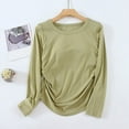 thumbnail image 2 of cfhntfmh Chandails à Manches Longues pour Femmes Hauts Thermiques Col Ras du Cou Soutien-Gorge Intégré Coupe par Temps Froid Couche de Base Chaude Ensembles Vêtements de Nuit (Vert, XX-Grand), 2 of 7
