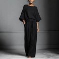 thumbnail image 6 of Wide Leg Pants Lounge Set Summer Work Top Causal Top Travel Outfits For Women Matching Set Summer Beach Travel Set Womens Two Piece Sets Trouser Pants Suits Solid Color Work Blouses, 6 of 7