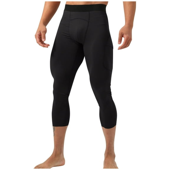 Men Legging Pants Running Tights Workout Leggings Athletic Base Layer Pants For Sports Yoga Basketball Black