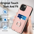 thumbnail image 4 of Dteck Crossbody Strap Case for iPhone 15 Plus, Shockproof Leather Case Card Slots Wallet Back with Ring Holder Kickstand Cover for iPhone 15 Plus ,Rosegold, 4 of 6
