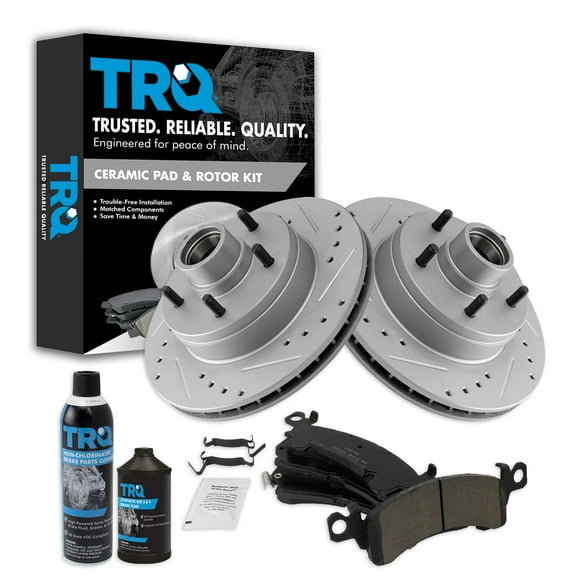 TRQ Front Ceramic Brake Pad & Performance Rotor Kit w/Chemicals for GM BKA21537 Fits select: 1991-1996 CHEVROLET CAPRICE, 1995-1996 CHEVROLET CAPRICE / IMPALA CLASSIC SS