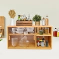 thumbnail image 5 of Kitchen Pantry Cabinet, Wall Mounted Bamboo Pantry Sideboard Wood Small 2-Tier Countertop Storage Cabinet with Sliding Glass Door Food & Utensils Cupboard for Dining Room, Home, 5 of 11