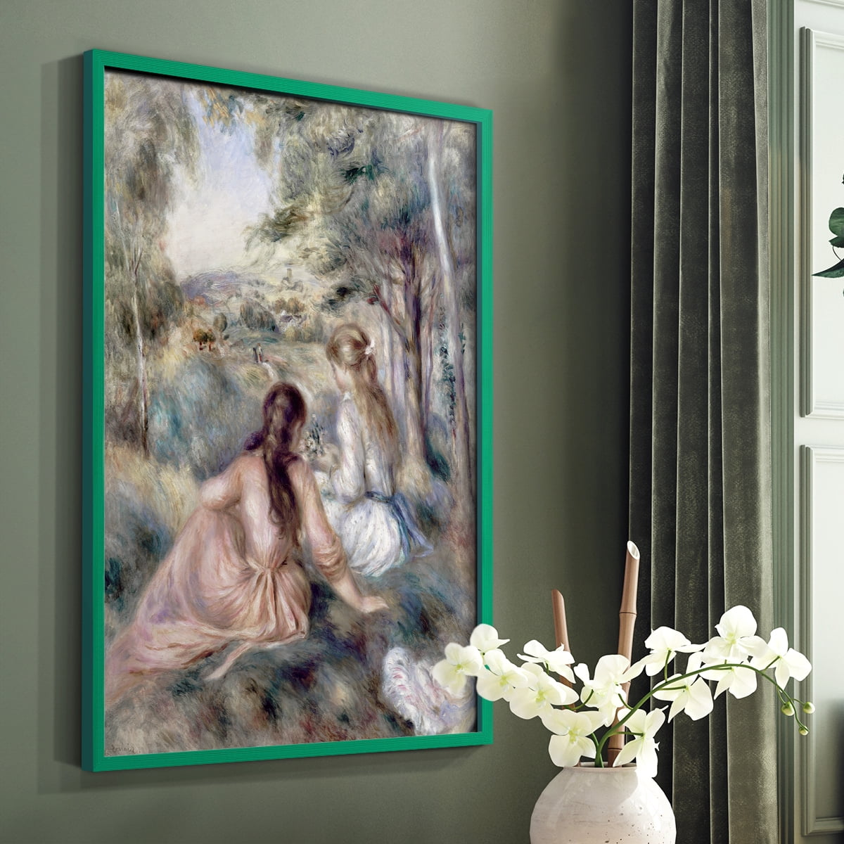 In The Meadow in Green Solid Wood 11 x 14 Framed Print