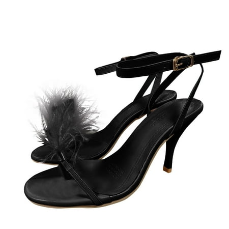 

NECHOLOGY Womens Earth Sandals Size 10 Women s Fashion Solid Color Buckle Decorative Plush Neutral Sandals for Women Black 8