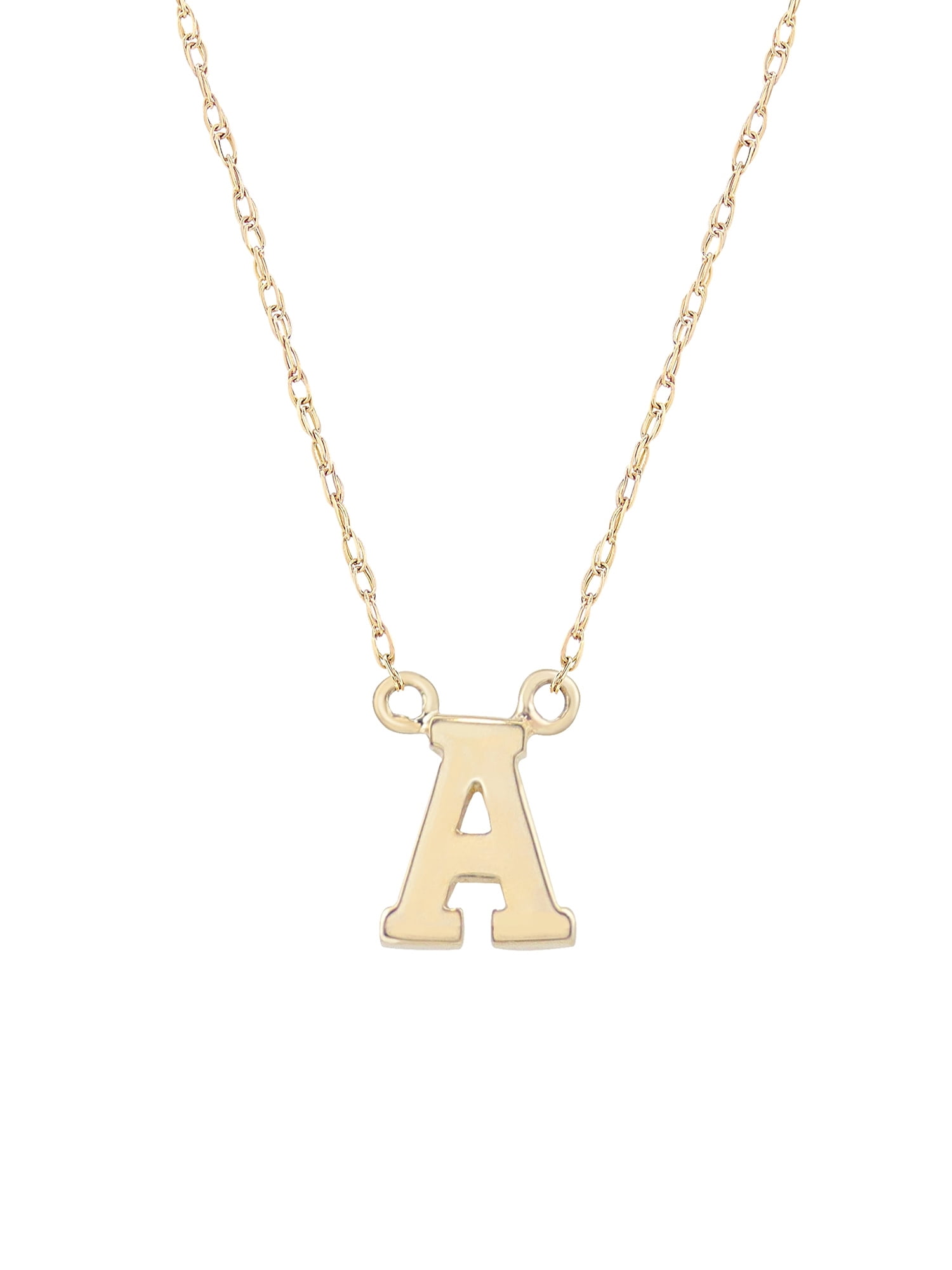 Unbrand - 14K Yellow Gold Classic Alphabet Initial Pendant Necklace, A
