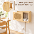 Wooden Router Box with Rattan Door, Light Wood, 15.9 × 13.4 × 5.5 ...