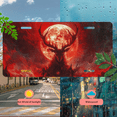 thumbnail image 5 of 1 Pcs 2D Flat License Plate Covers & Frames, Deer under the Red Moon For Decorative Front, Waterproof For Decoration Aluminum License Plate Covers & Frames Cover For Men Women, 12" X 6", 5 of 7