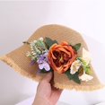 thumbnail image 4 of Jiibva Summer Straw Hat for Women Large Brim Color Matching Sun Hat with Flower Decoration Travel Foldable Bucket Hat for Outdoor, 4 of 7