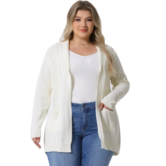DARING DIVA Women's Plus Size Classic Cardigan Sweaters 1X White