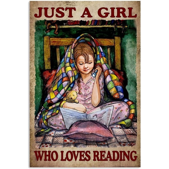 Just A Girl Who Loves Reading Metal Tin Sign Vintage Aluminum Sign 8x12 Inch