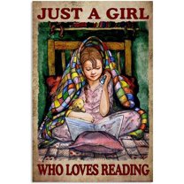 Just A Girl Who Loves Reading Metal Tin Sign Vintage Aluminum Sign 8x12 Inch