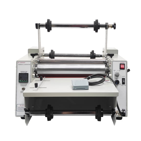 14" Steel Roller Thermal Laminator Hot Cold Roll Laminating Machine with Winding Mechanism 110V