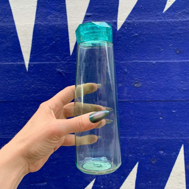 Aqua Blue Faceted Glass Diamond Water Bottle | 16 oz - Walmart.com