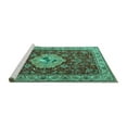 thumbnail image 2 of Ahgly Company Machine Washable Indoor Square Persian Turquoise Blue Traditional Area Rugs, 3' Square, 2 of 4