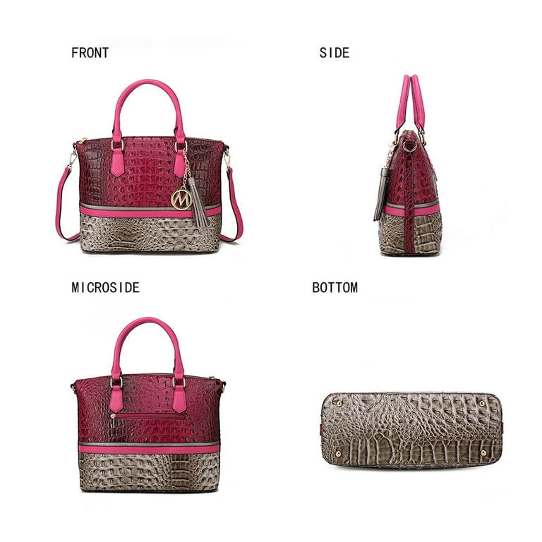 Mia K. MKF Collection Autumn Crocodile-Embossed Vegan Leather Tote