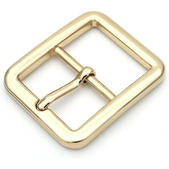 4pcs Single Prong Belt Buckle Square Center Bar Buckles Leather Craft Accessories (1in - J455) (Gold)