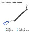 thumbnail image 3 of Uxcell 6.6ft Fishing Lanyard Coiled Ropes Retractable with Blue Metal Clip Keychain, Clear Black 6 Pack, 3 of 6