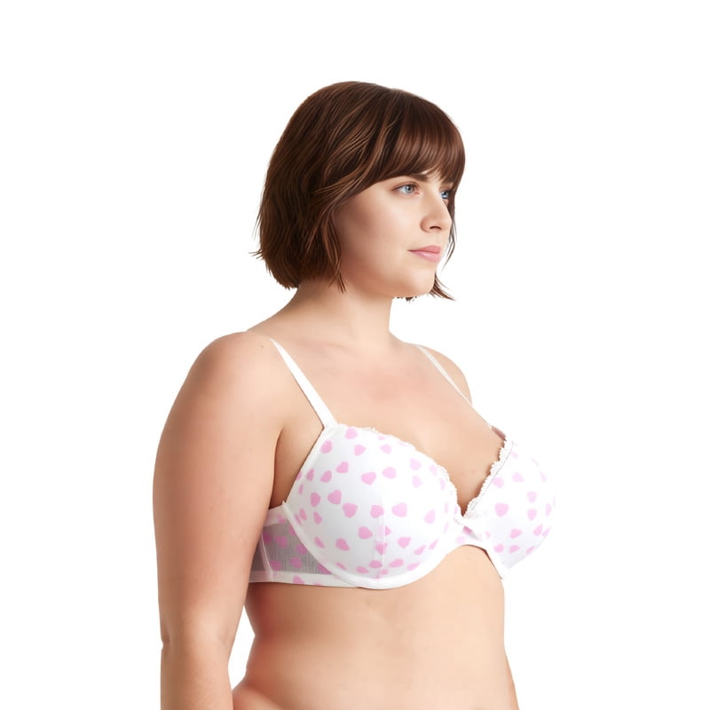 Curve Muse Women's Plus Size Push Up Add 1 and a half Cup Underwire Mesh Bra -2PK-BLACK,CREAM-48DD