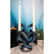 Dragon Heart Altar Drake Candleabra Candle Holder Twin Dragons Figurine 9"Tall