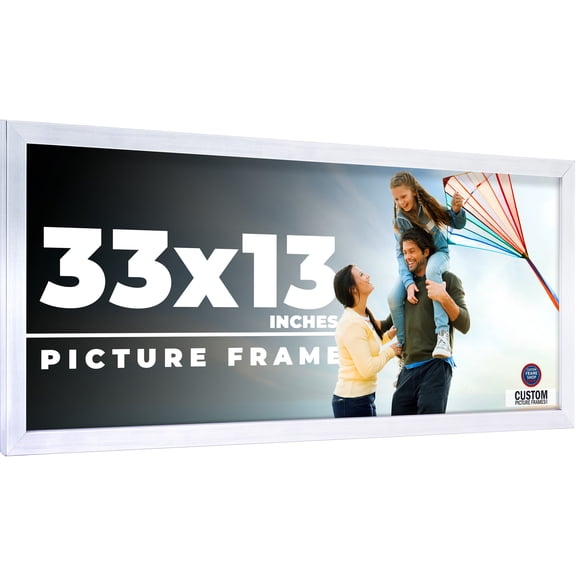 33x13 Frame Silver Real Wood Picture Frame Width 0.75 inches | Interior Frame Depth 0.5 inches |