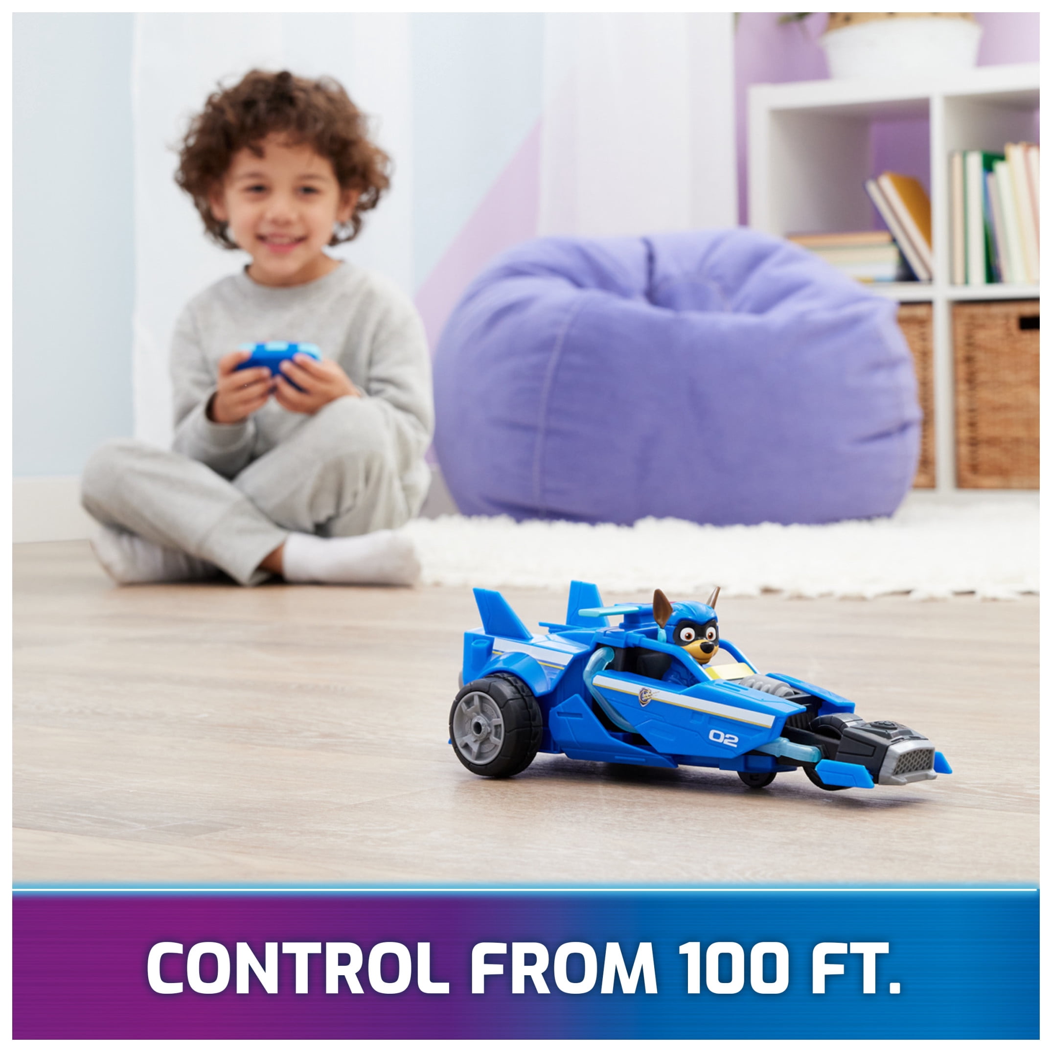 PAW Patrol: The Mighty Movie, Remote Control Car with Molded Mighty Pups Chase, Kids Toys for Boys & Girls 3+