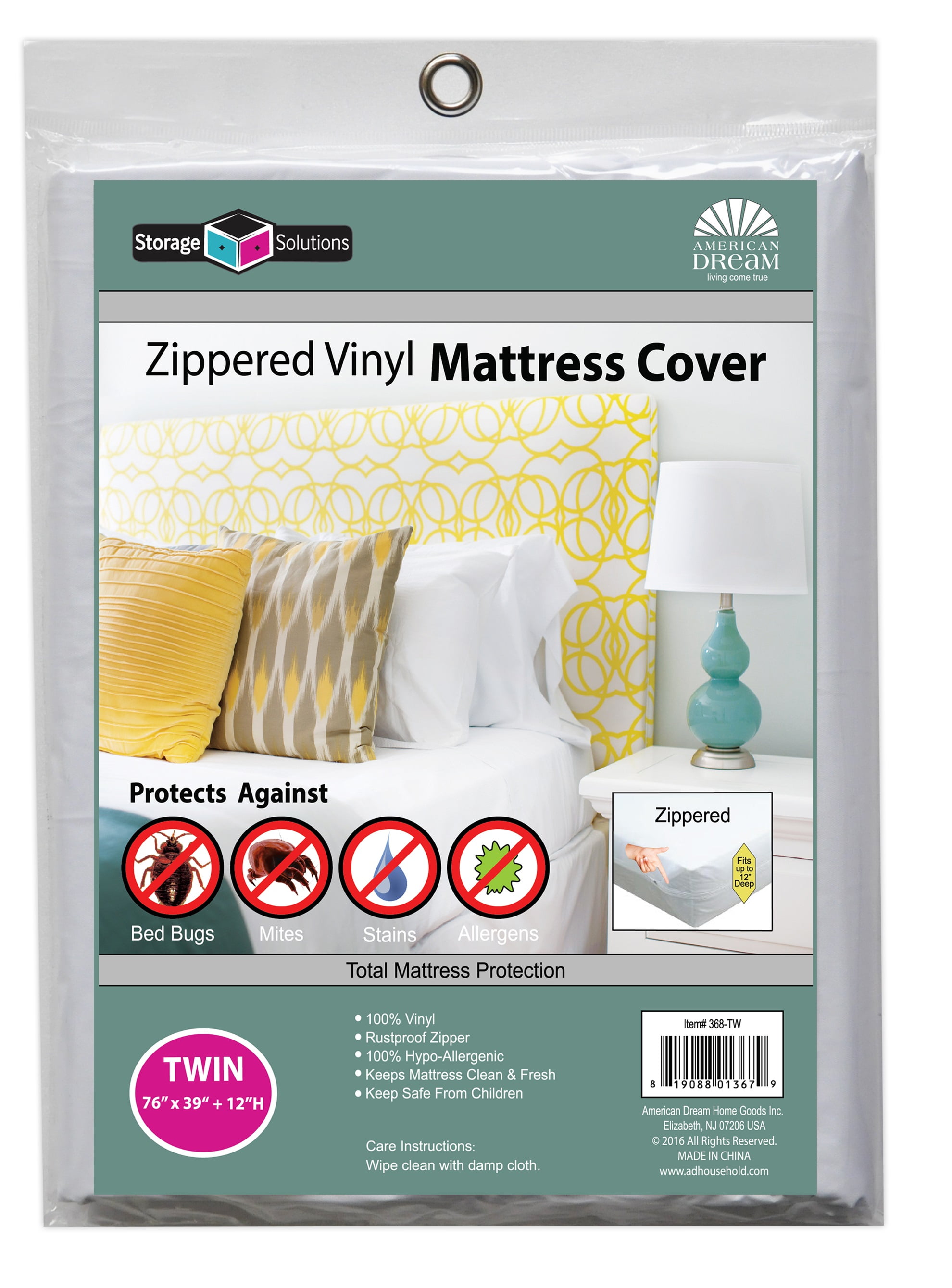 Storage Solutions PVC Hypoallergenic Mattress Cover and Protector with