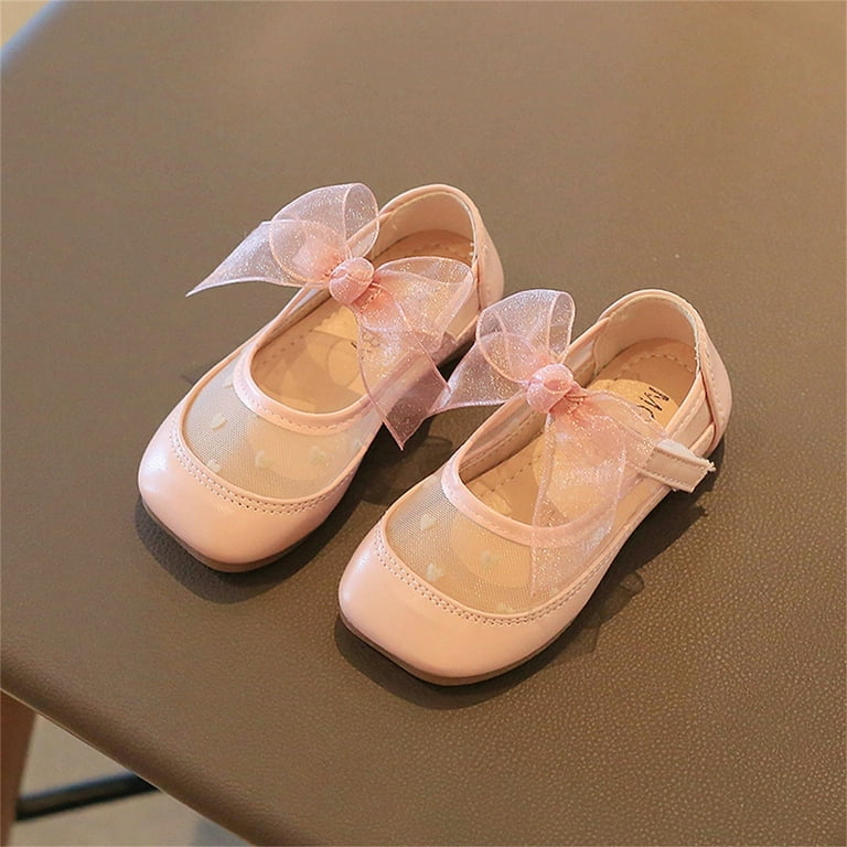 TAIAOJING Girls Dress Shoes Boots Cute Flat Lace Bow Hook Loop