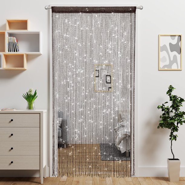2 Piezas De Cortina De Cadena Para Puerta, Cortinas Con Cuentas Para Colgar En La Habitación, Decoración Con Cuentas, Panel De Flecos Con Purpurina Hippie, Armario, Ventana, Telón De Fondo, Puertas, L
