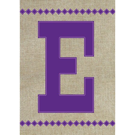 Burlap Monogram-E Garden Flag
