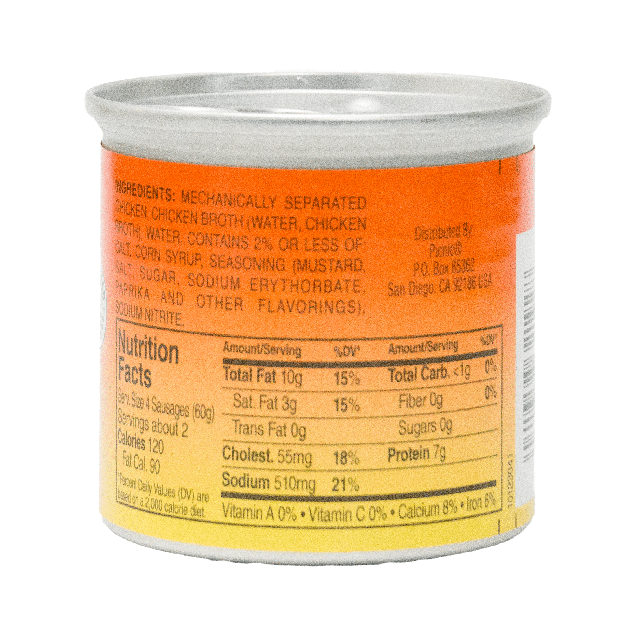 Picnic Chicken Vienna Sausage, 4.6oz, Fully Cooked, Shelf Stable, Aluminum Can, New