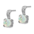 thumbnail image 2 of FB Jewels Cheryl M Sterling Silver 8mm Lab created Opal Cabochon & CZ Post Earrings, 2 of 3