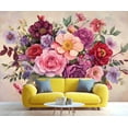 thumbnail image 2 of Watercolor Floral Wall Mural - Floral Botanical Murals, Vibrant Blooms Large Wall Murals For Living Room, Flower Mural 59"W x 39.4"H (Not Peel and Stick), 2 of 6
