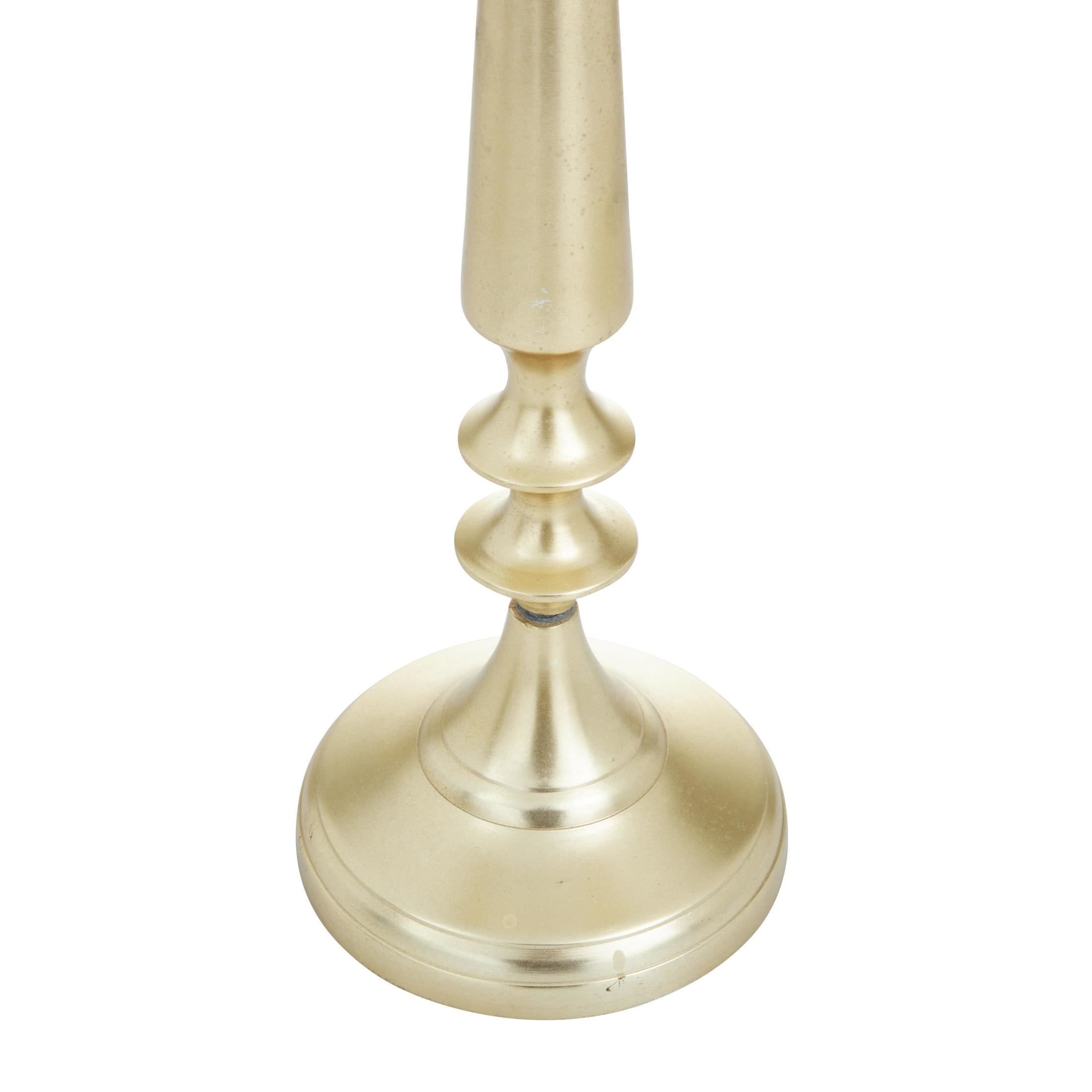 DecMode Traditional Five Tulip Shaped Candelabra Style Candle Holder, 13"W x 24"H with Aluminum Gold Polished Finish