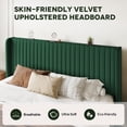 thumbnail image 5 of Einfach King Bed Frame, Upholstered Platform Bed with Wingback Headboard, No Box Spring Required, Green, 5 of 10