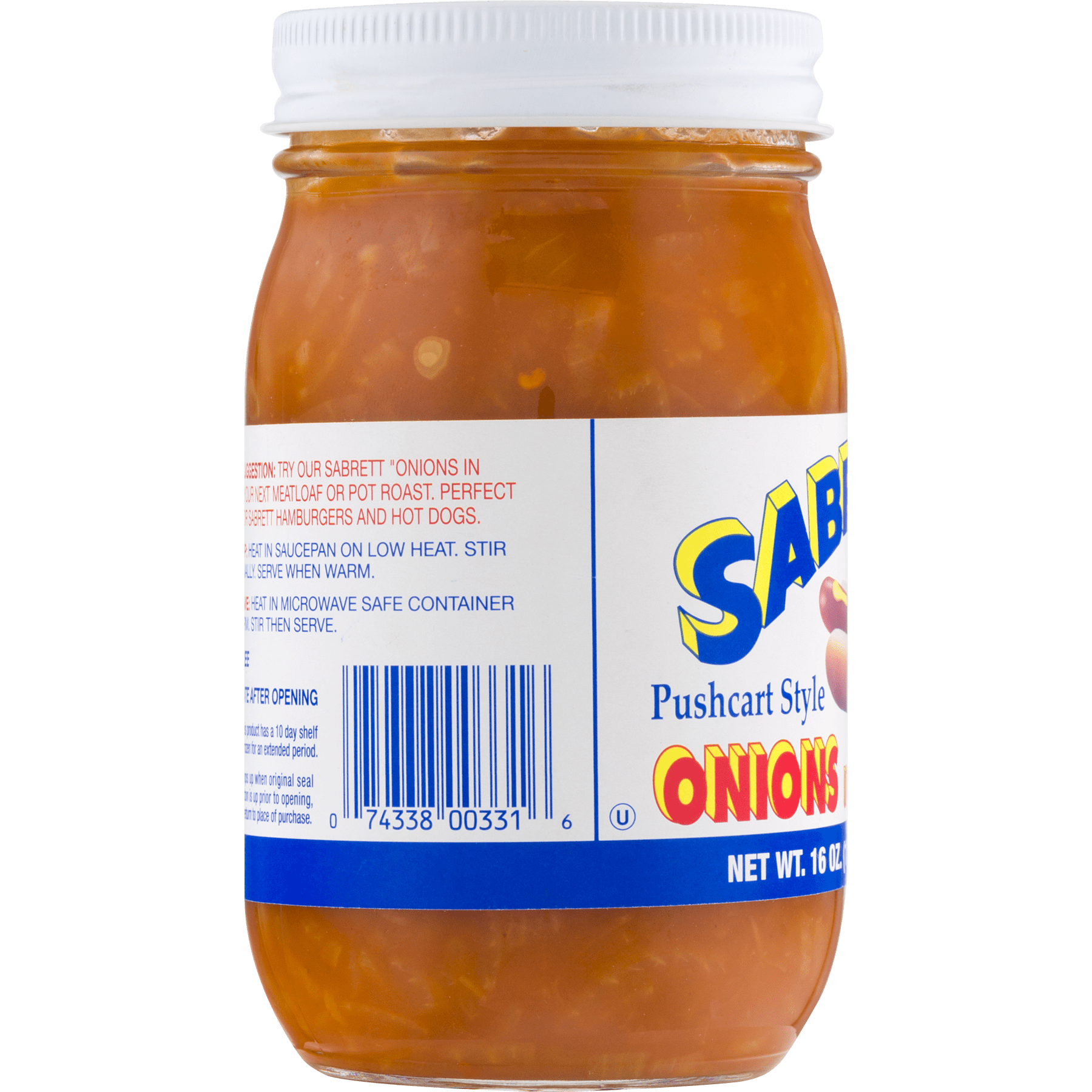 Sabrett Pushcart Style Onions in Sauce, 16 oz Jar, Refrigerated