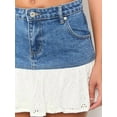 thumbnail image 2 of Women'S Ruffle Tiered Denim Mini Skirt Raw Trim A Line Short Jean Skirts Blue S, 2 of 8