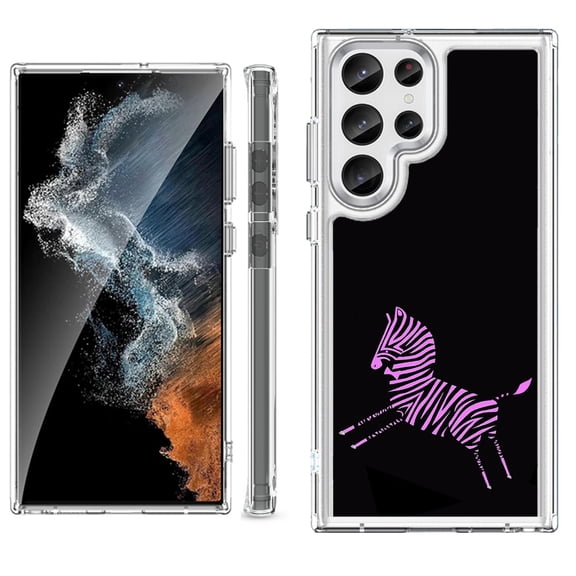 Shockproof Bumper Phone Case for Samsung Galaxy S23 Ultra 5G, by OneToughShield ® - Zebra Running