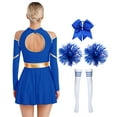 thumbnail image 2 of TiaoBug Womens Cheer Leader Costume Cheering Uniform Long Sleeve Dress with Stockings Royal Blue B M, 2 of 7