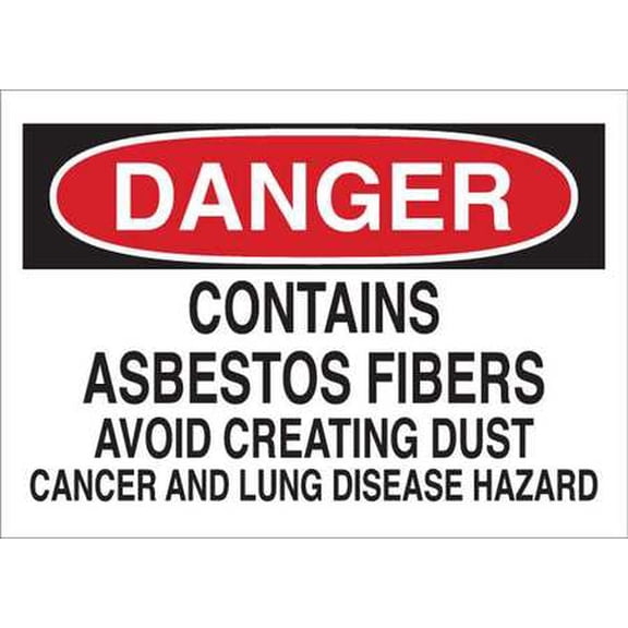 Danger Sign, Contains Asbestos Fibers