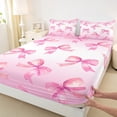 thumbnail image 3 of Manfei Lovely Bowtie Queen Sheet Sets,Girl Bow Knot Flat Sheet,Pink White Ombre Queen Fitted Sheet For Girls,Microfiber Bedroom Decor,4-Piece, 3 of 7