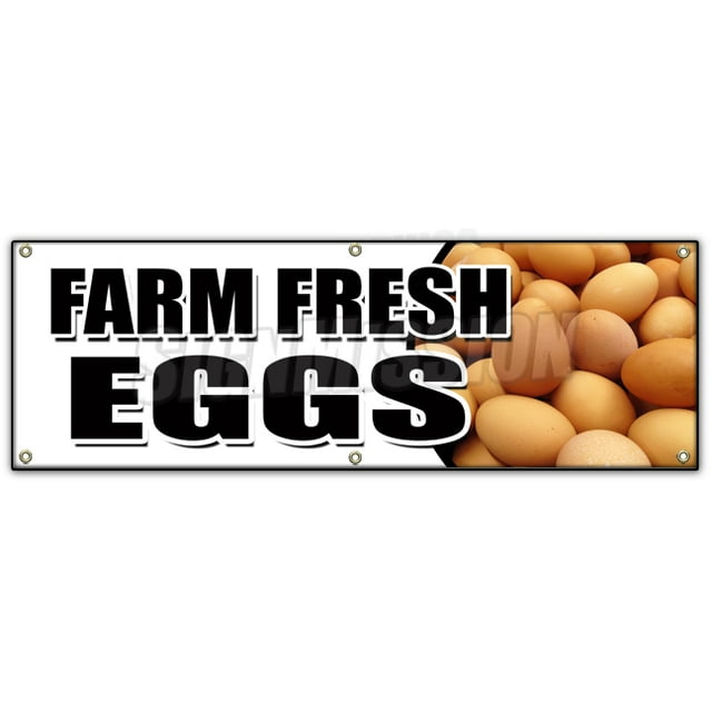 72" Farm Fresh Eggs Banner Sign Organic Range Free Milk Dairy Cheese Brown