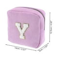 thumbnail image 2 of Unique Bargains 1 Pc Letter Y Pattern Makeup Bag for Travel Pink Purple Corduroy, 2 of 6