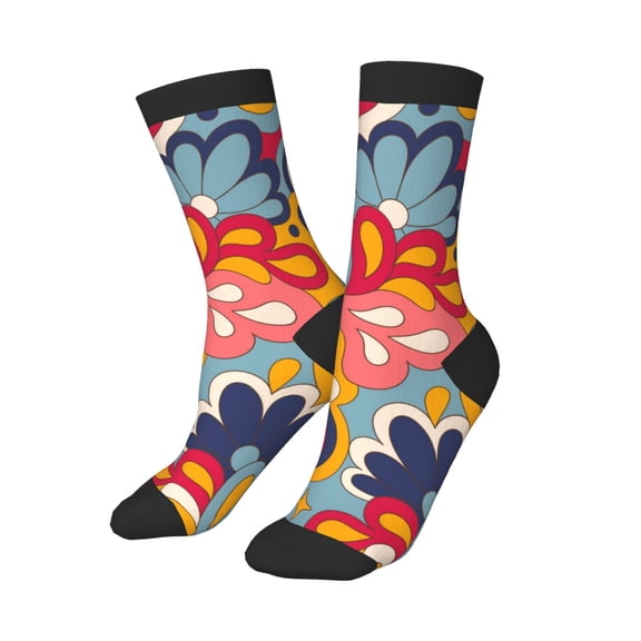 Kids Boys Girls Socks Fun Novelty Toddler Socks Funny Crew Children Teenage Soccer Socks Retro Groovy 60s 70s Flower