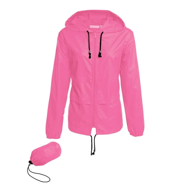 Chubasquero Avoogue, cortavientos ligero e impermeable, color rojo rosa