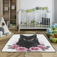 thumbnail image 3 of WOBOGO Black Cat with Pink Roses Baby Playmats Extra Large Waterproof Rollable Activity Pads for Toddlers 50×50inch, 3 of 7
