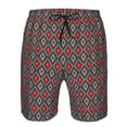 thumbnail image 3 of Balery Red And Orange On Blue Teal Traje de Baño Estilo Hawaiano para Hombre, Shorts de Secado Rápido con Bolsillos-Small, 3 of 6