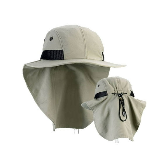 4 Panel Outdoor Hat Flap Cap w/ Wide Brim, Olive