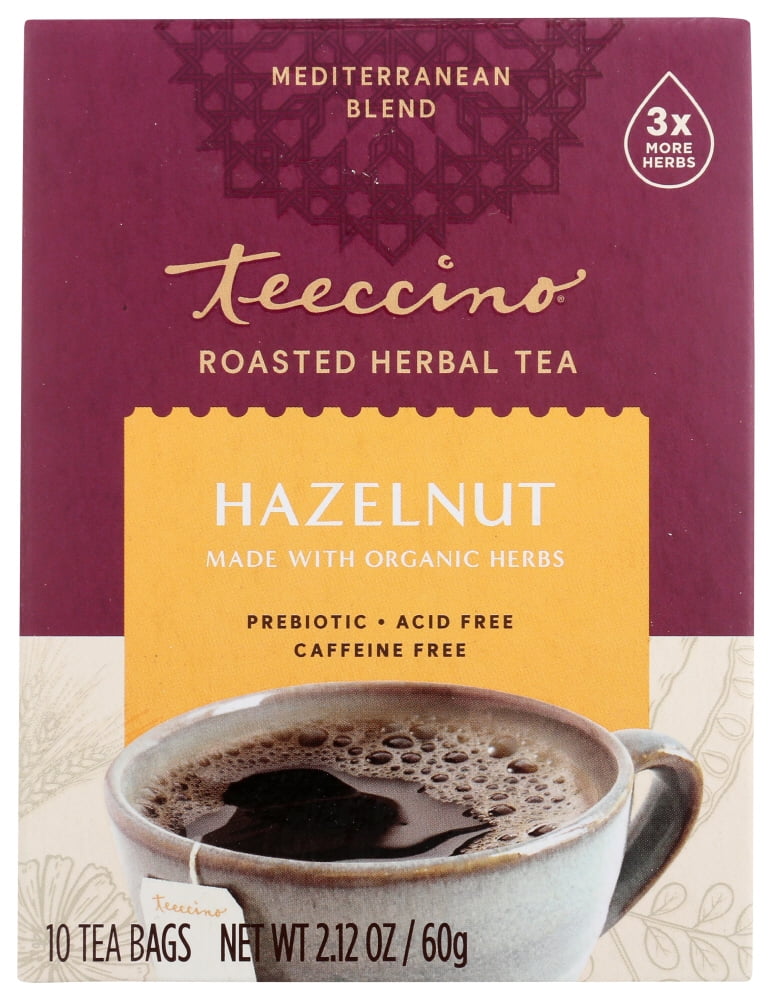 Teeccino Caffeine-Free Hazelnut Roasted Herbal Tea Bags, 10 Ct
