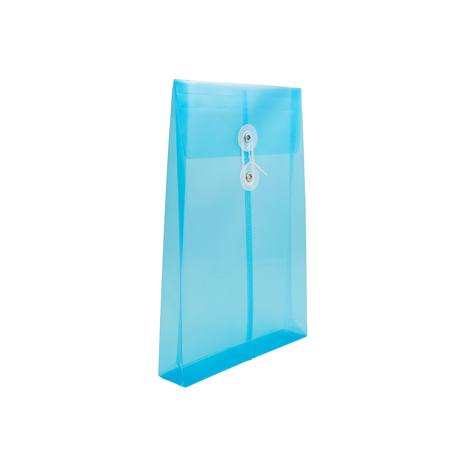 JAM Paper Plastic Envelopes, 6.3x9.3, 12/Pack, Blue, Button String, Open End