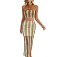 thumbnail image 2 of Women'S Summer Colorful Striped Tube Top Dress Set Two Piece Suit Yellow M, 2 of 9
